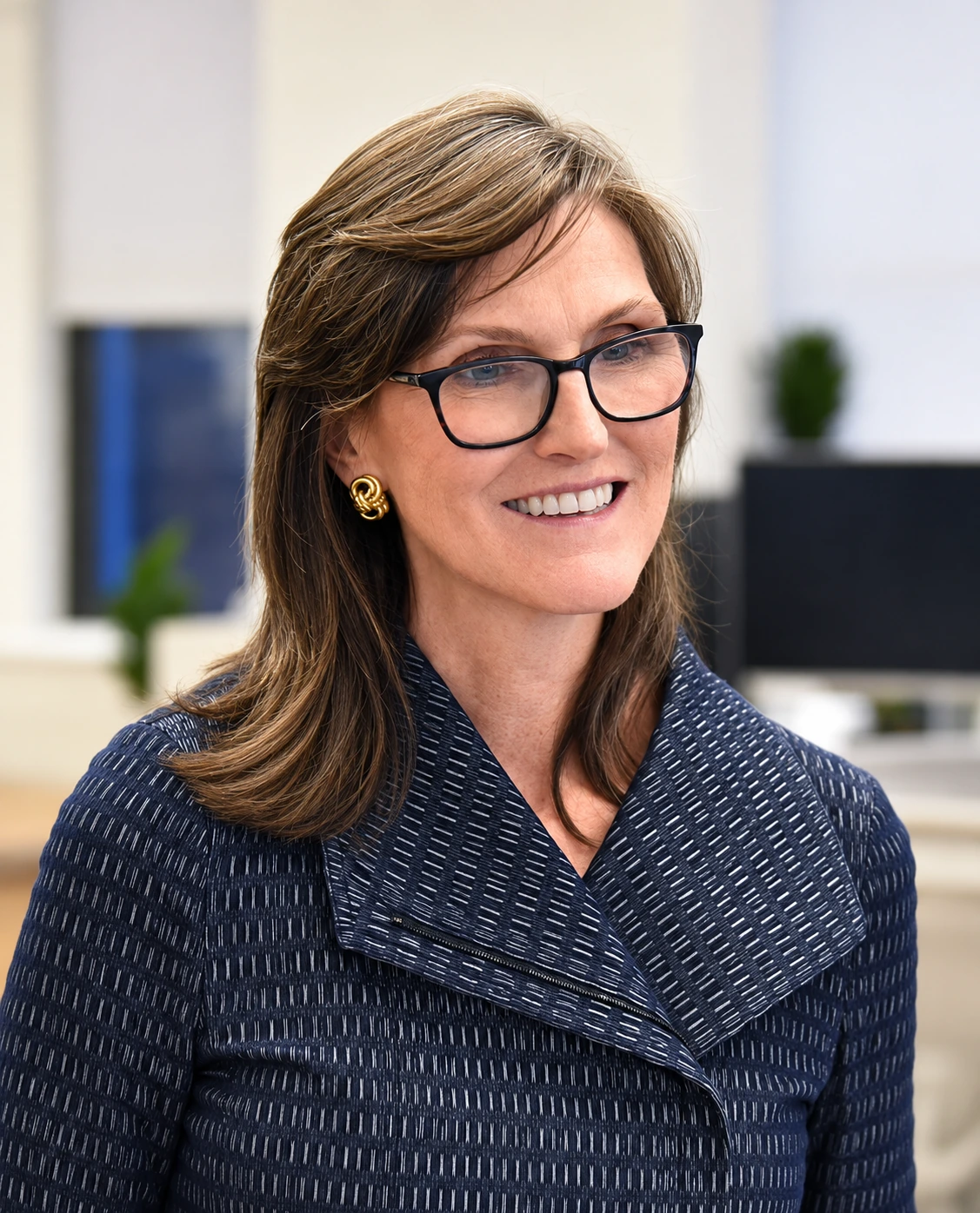 Cathie Wood — Licensed original color photograph, cropped and AI enhanced